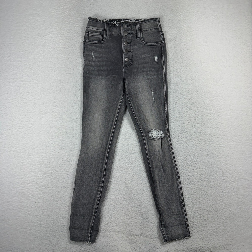 Kut from the Kloth Connie Fab Ab Ankle Skinny Jeans Gray Distressed Womens 0